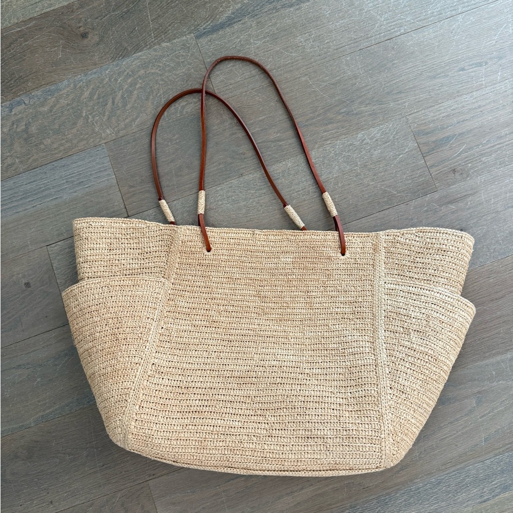 Sezane Paloma Basket Raffia Natural Tote